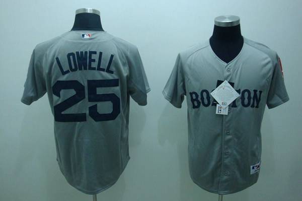 Red Sox #25 Mike Lowell Stitched Grey MLB Jersey - Click Image to Close